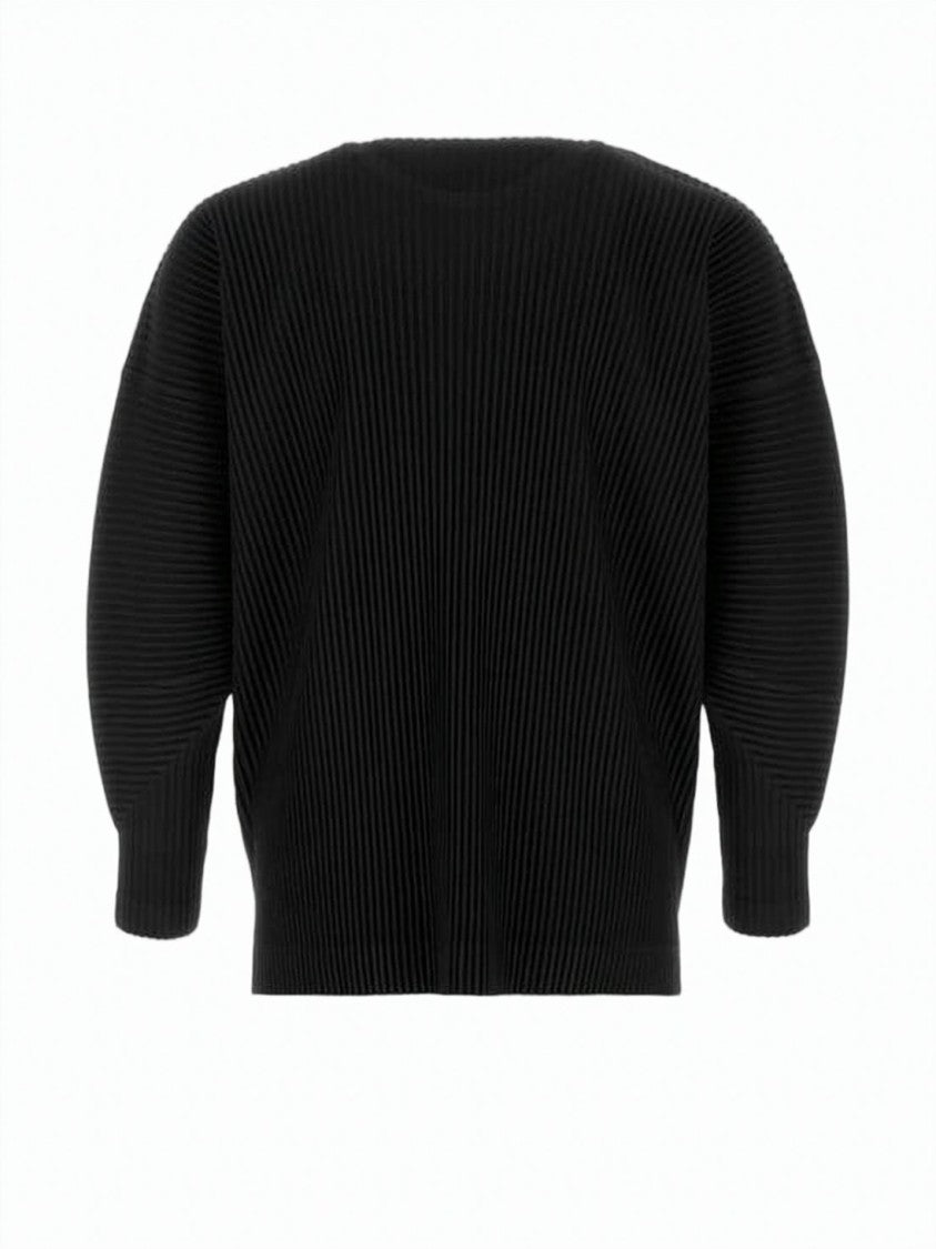 Homme Plissé Issey Miyake Finely Pleated Long-Sleeve Top With Round Neckline