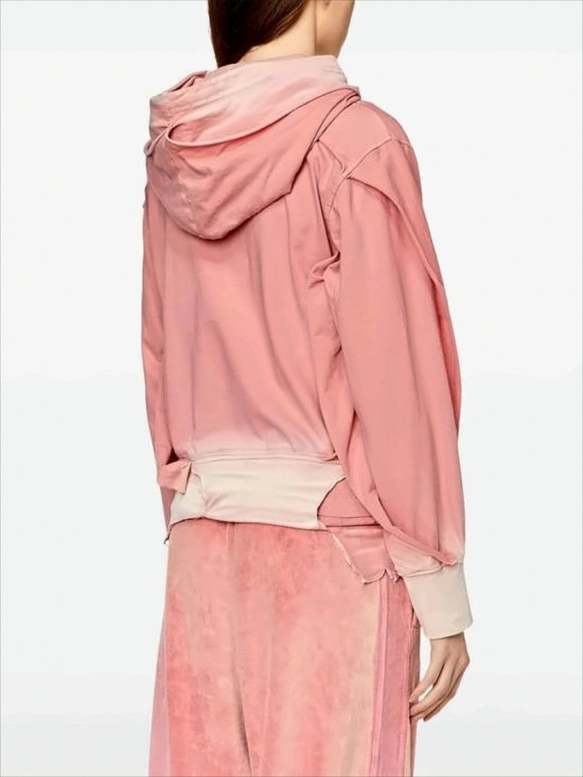 Diesel Distressed Pink Hoodie With Relaxed Fit