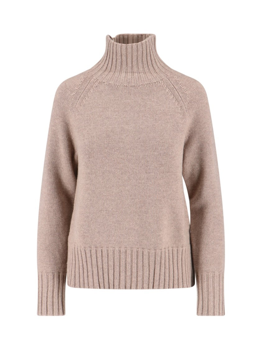 Max Mara High-Neck Cashmere Sweater With Ribbed Finishes