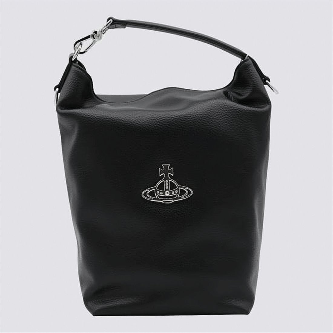 Vivienne Westwood Structured Black Synthetic Leather Tote Bag