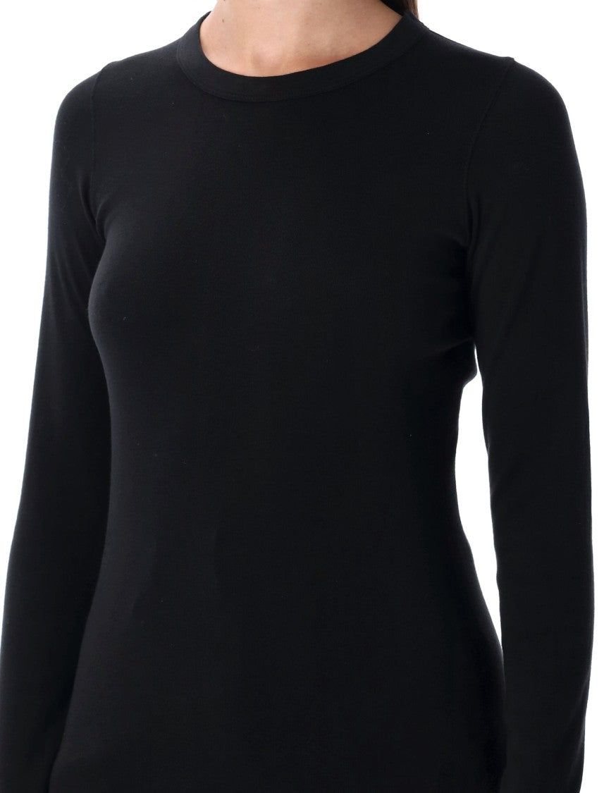 Drkshdw By Rick Owens Fitted Long-Sleeve Ribbed Top With Classic Round Neckline