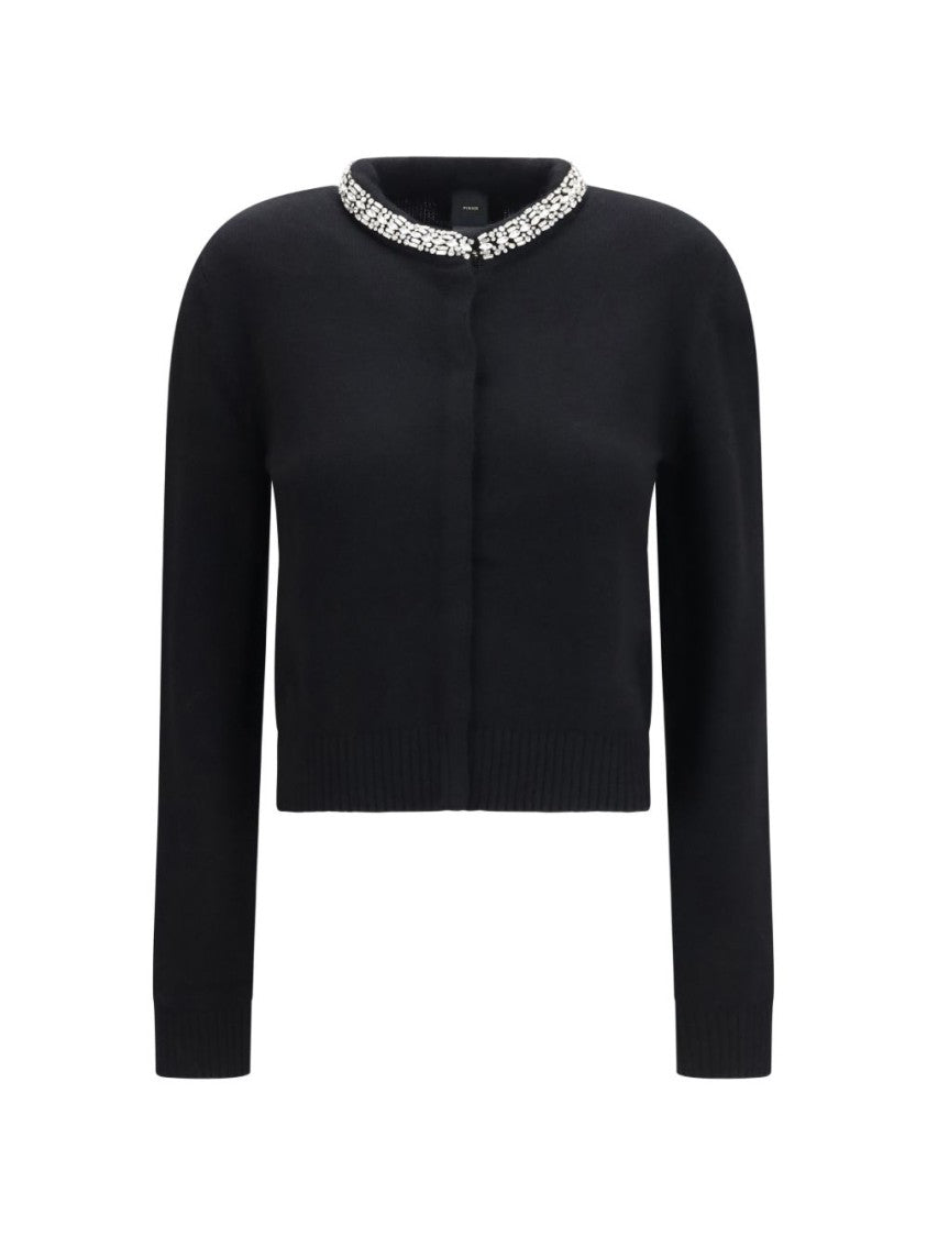 Pinko Cropped Embellished Fitted Sweater