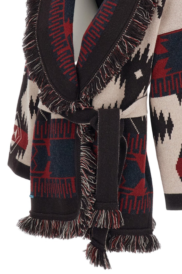 Alanui Double-Jacquard Cashmere Cardigan With Shawl Collar