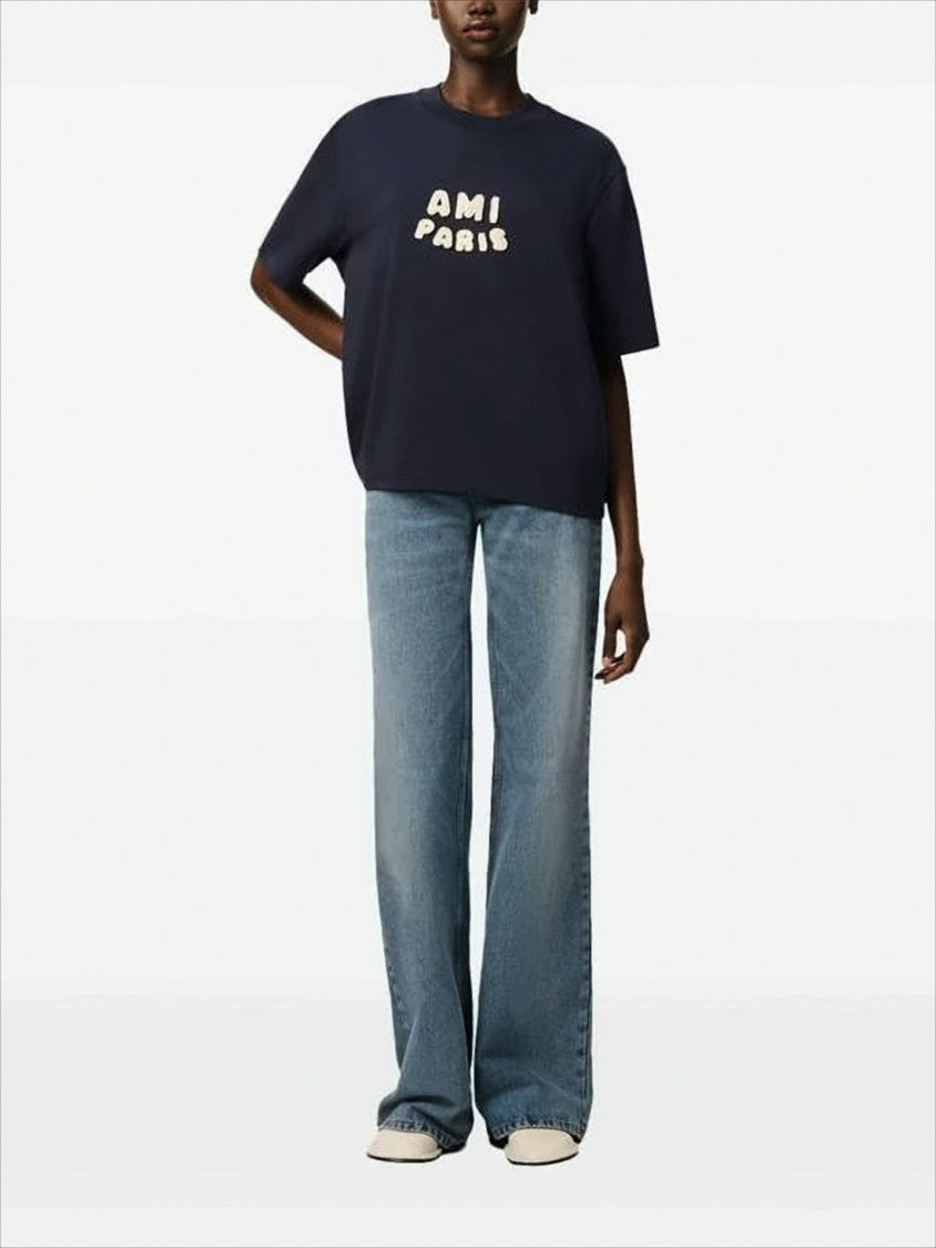 Ami Paris Relaxed Fit Short-Sleeve T-Shirt With Raised Logo Detail