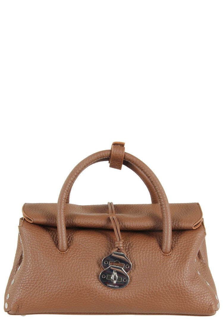Zanellato Brown Dotta Centauro Small Textured Calfskin Handbag