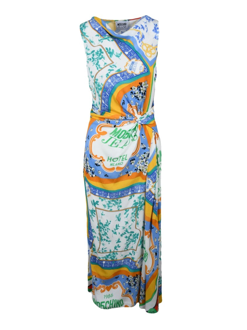 Mo5ch1no Jeans Long Flared Dress - Multicolor