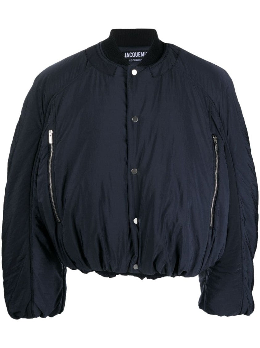 Jacquemus Padded Navy Blue Croissant Bomber Jacket
