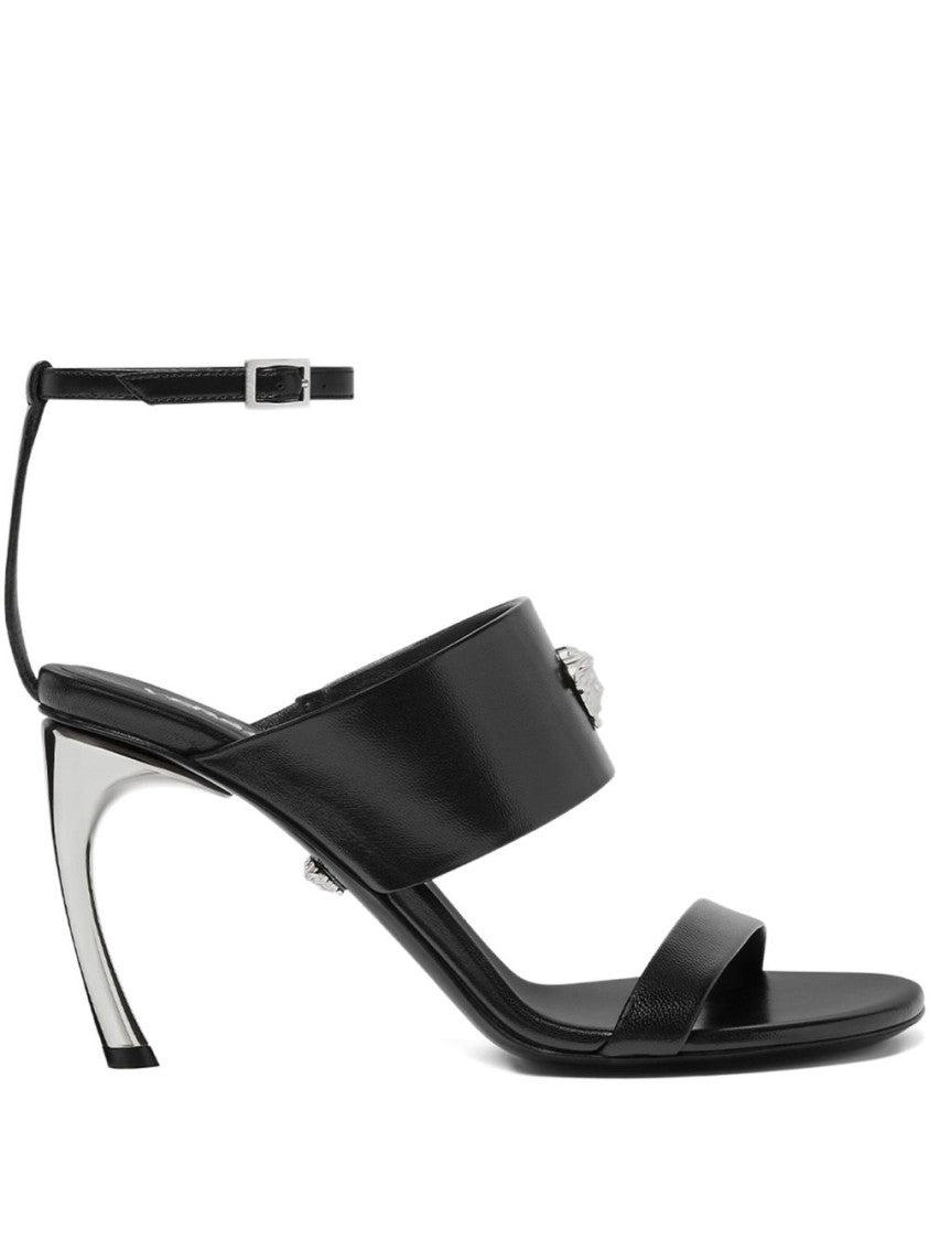 Versace Black Medusa Head Sculpted Heel Sandals