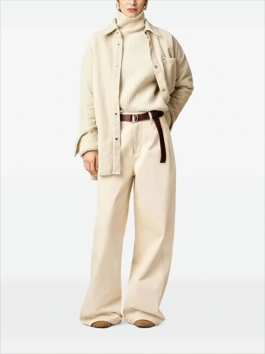 Ami High Waist Wide-Leg Pants With Seam Detailing