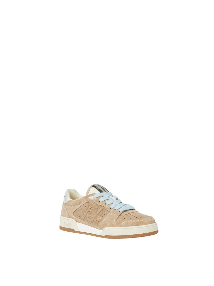 Fendi Match Beige Suede Low-Top Sneakers