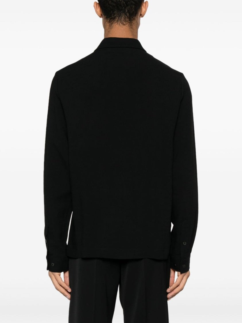 Séfr Minimalist Black Button-Up Shirt With Classic Collar And Tailored Silhouette