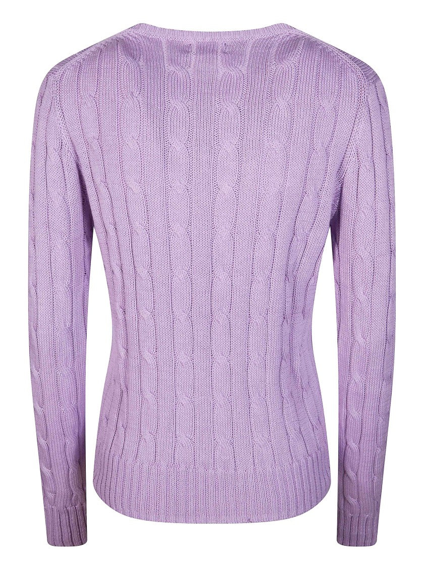 Polo Ralph Lauren Purple Treccia Cable Knit Crewneck Sweater