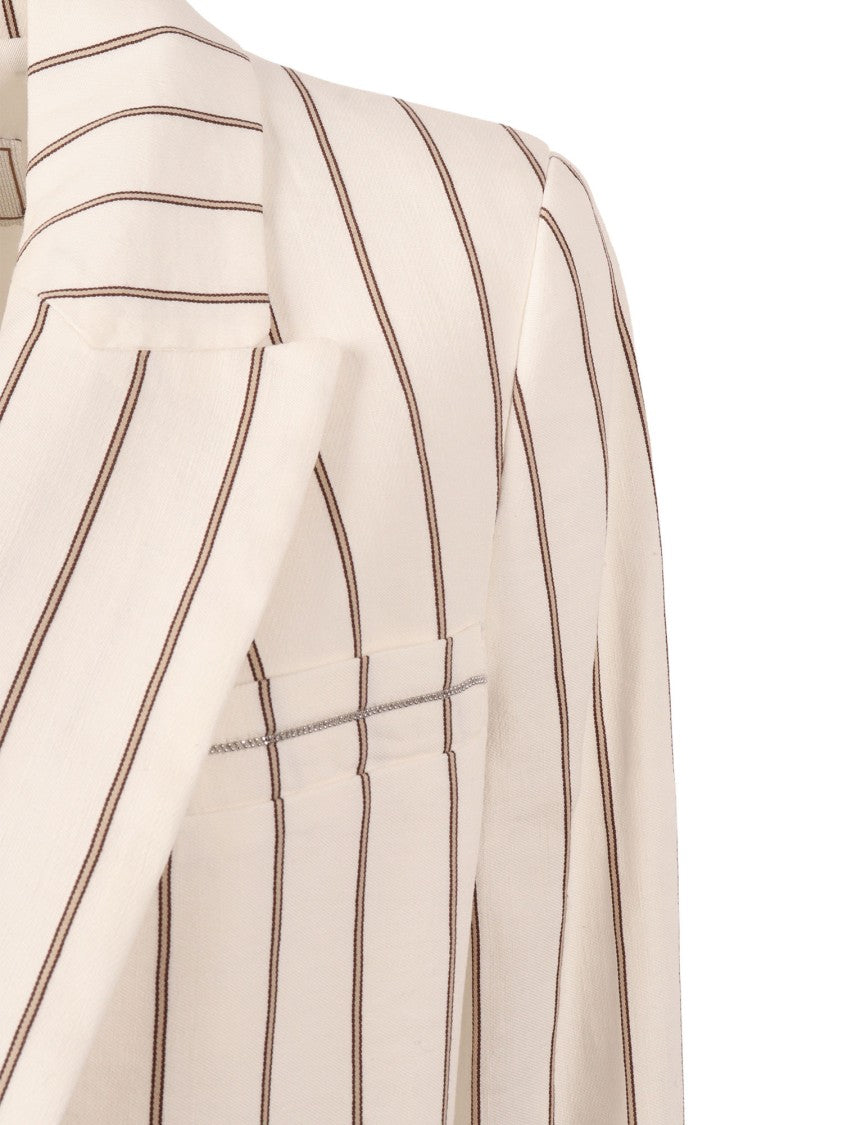 Peserico Beige Woman Jacket Striped Jacket