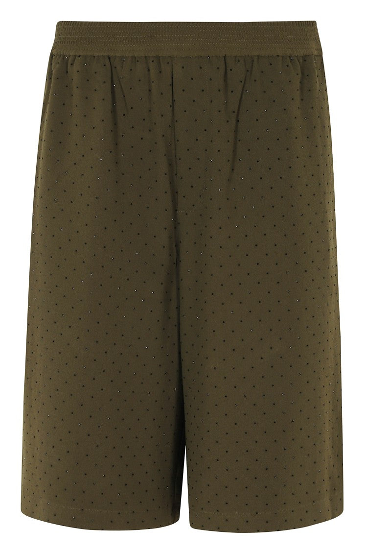 Essentiel Antwerp Dusty Green Rhinestone High-Waisted Sport Shorts