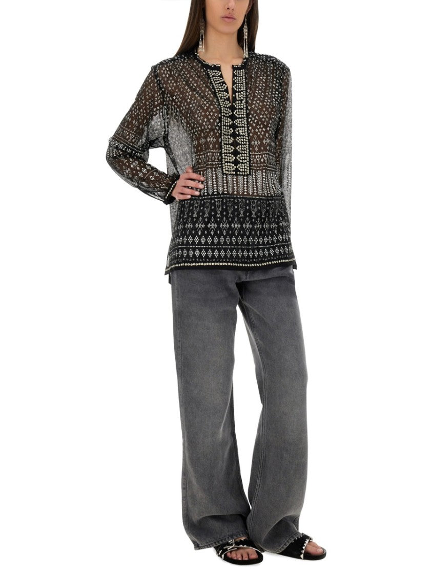 Isabel Marant Sheer Black "Nickie" Top