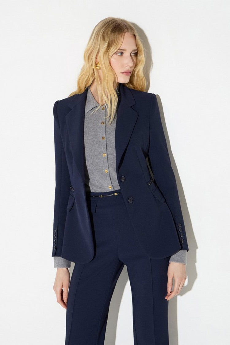Elisabetta Franchi Blue Polyester-Blend Double-Button Blazer