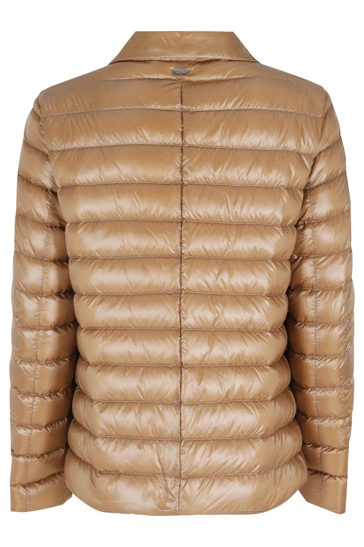 Herno Camel Short Shirt-Collar Side-Slits Polyamide Down Jacket
