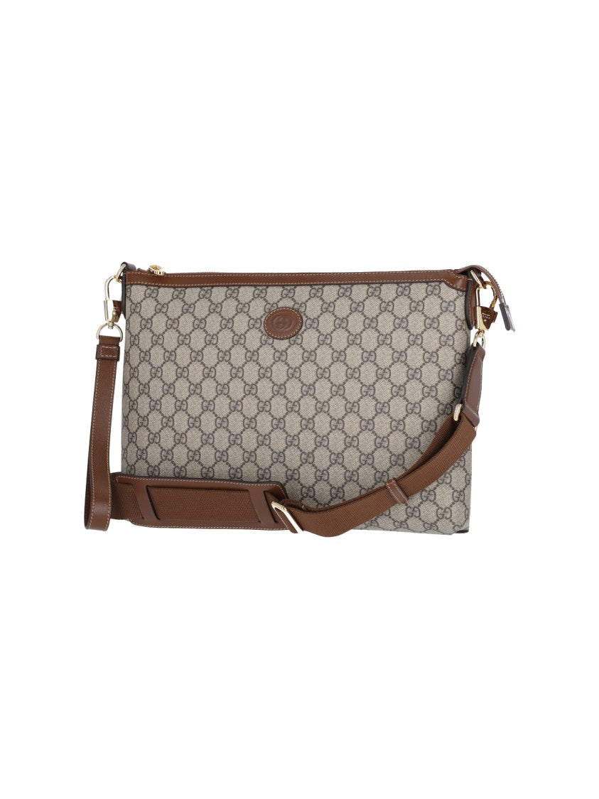 Gucci Gucci Jacquard 'Gg Supreme' Shoulder Bag With Leather Accents