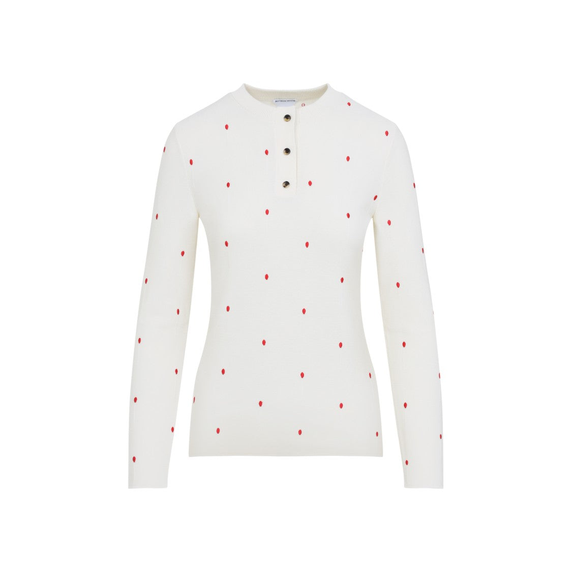 Bottega Veneta Henley Neck Top With Red Dot Detailing