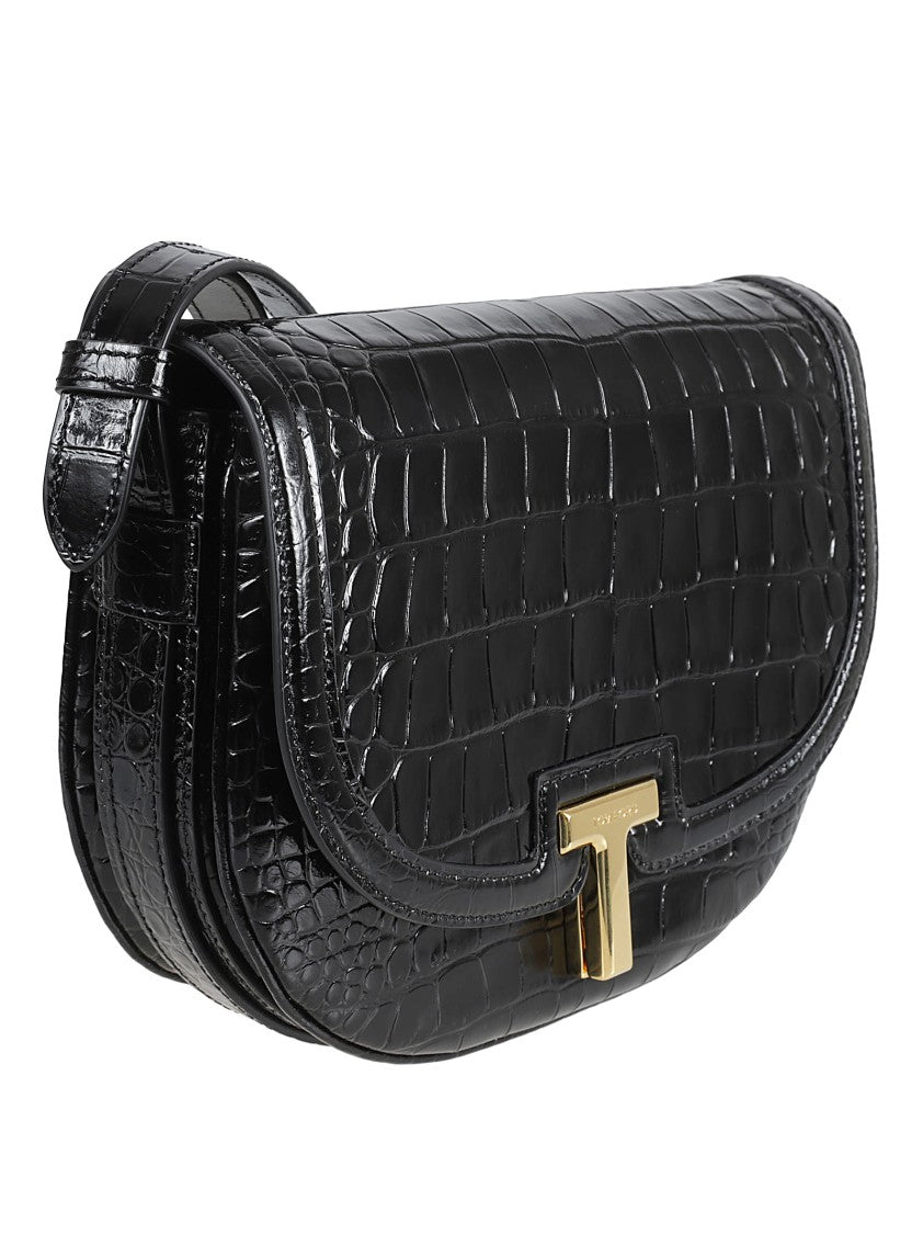 Tom Ford Textured Crocodile Finish Bag With Gold-Tone Accent