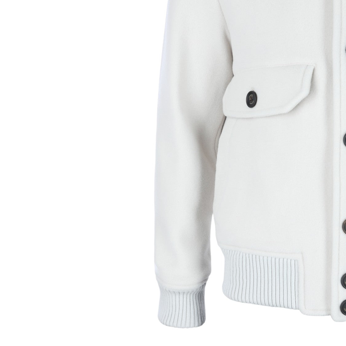 Eleventy White Jacket With Ribbed Collar And Cuffs
