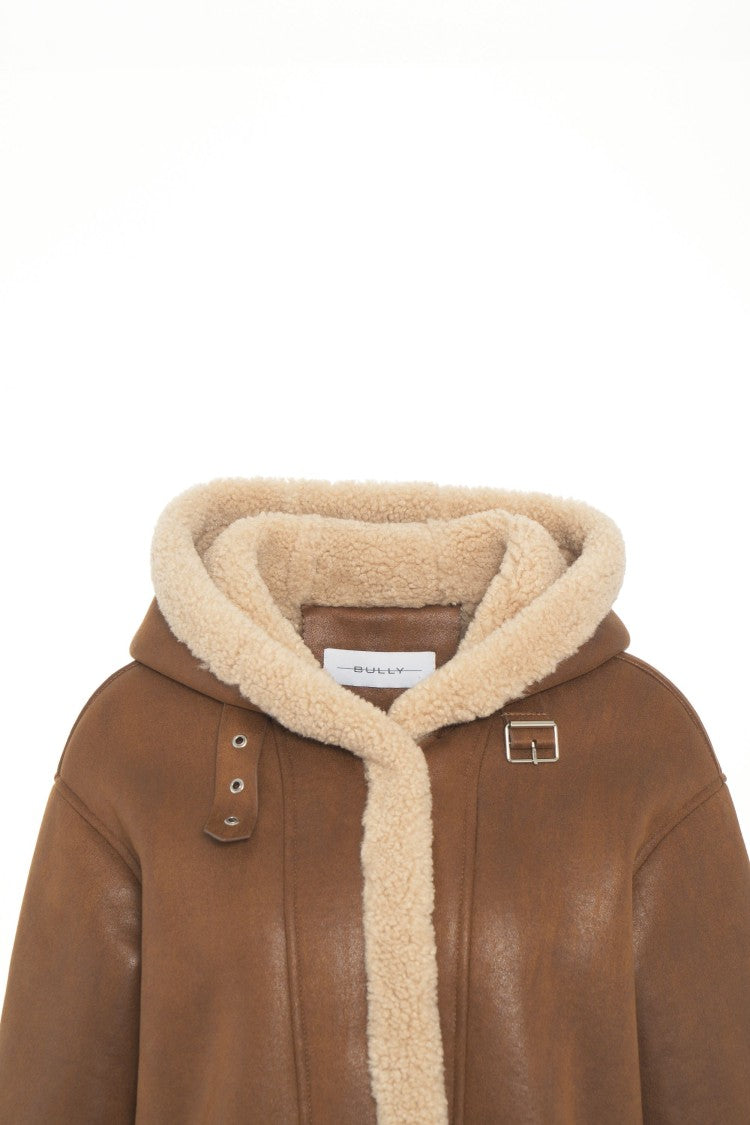 Bully Oversized Synthetic Fur Coat With Buckle Details