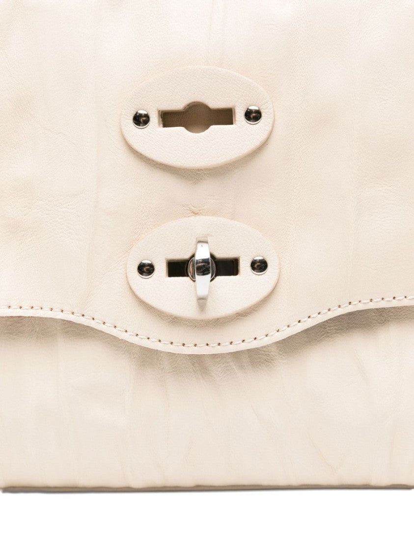 Zanellato Structured Lamb Leather Handbag With Silver-Tone Clasp