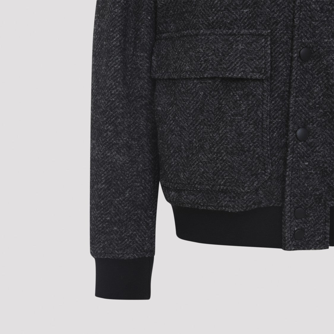 Canali Hoodie Dark Grey Viscose Bomber Jacket