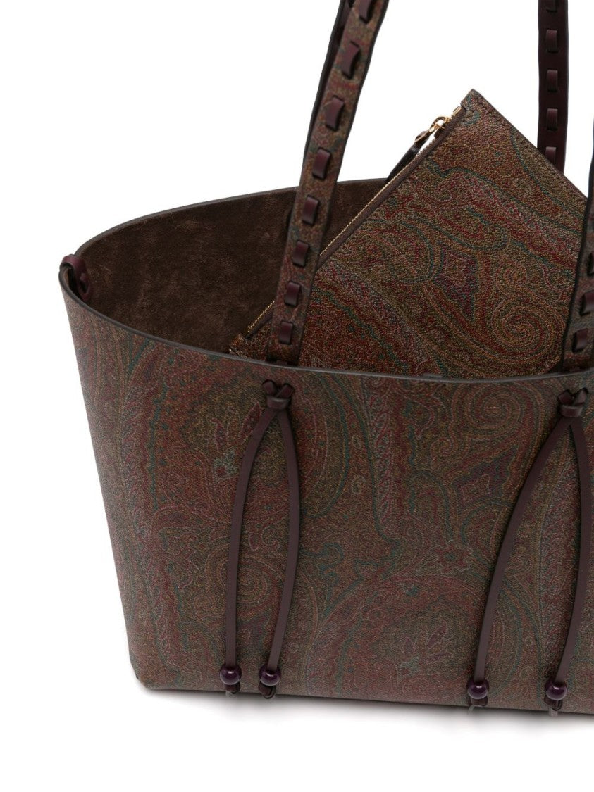 Etro Paisley Jacquard Brown Shopper Bag