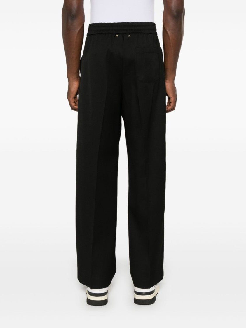 Golden Goose Wide Leg Wool Gabardine Jogging Pants