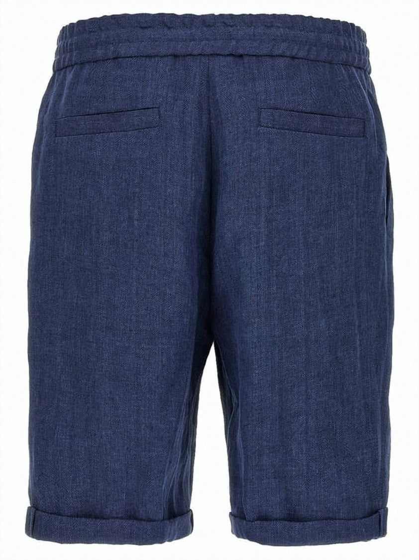 Brunello Cucinelli Relaxed Fit Linen Shorts With Drawstring Waistband
