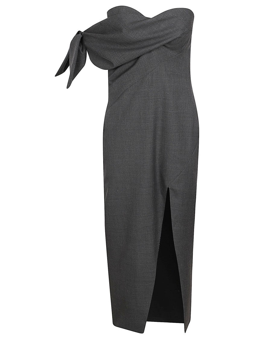 Givenchy Strapless Midi Dress With Asymmetrical Bow Detail