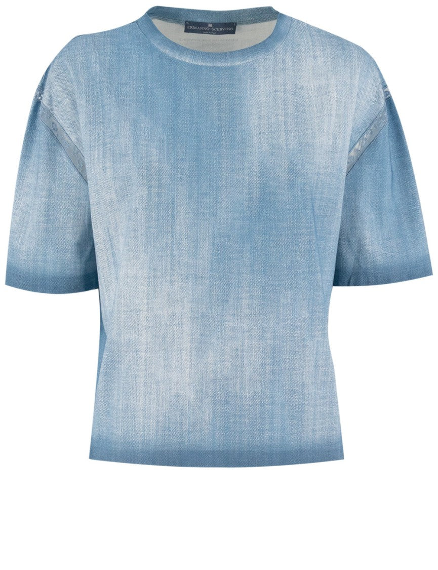 Ermanno Scervino Vintage Denim Wash Cotton T-Shirt