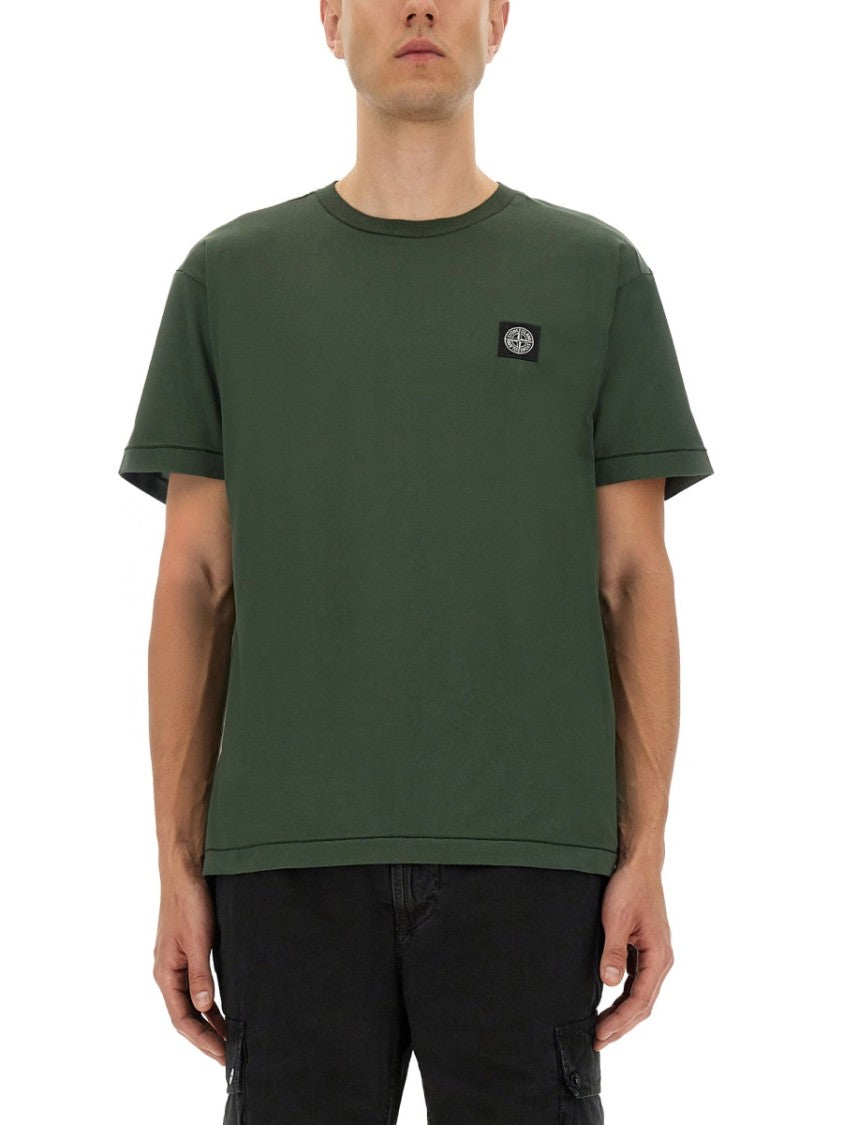 Stone Island Slim Fit Cotton T-Shirt With Crew Neckline