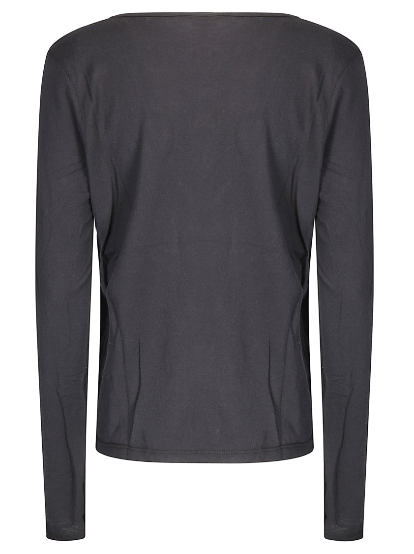 James Perse Deep V-Neck Long-Sleeve Top With Lightweight Fabric