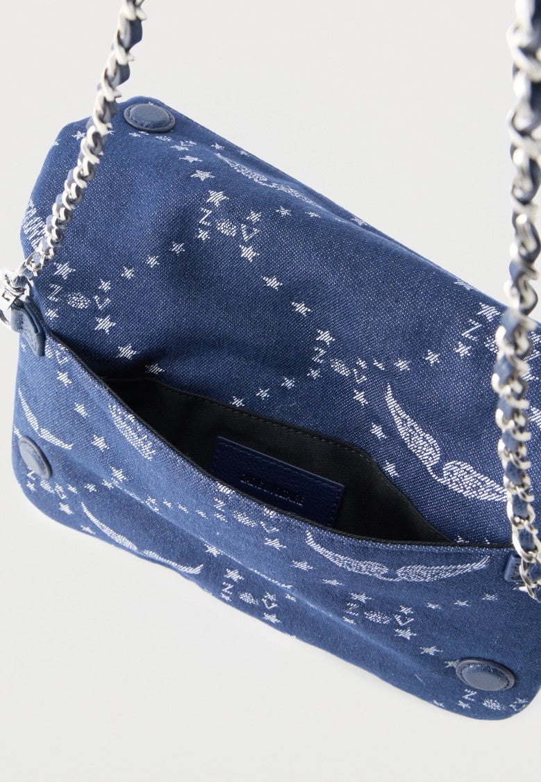 Zadig & Voltaire Rectangular Denim Shoulder Bag With Chain Strap