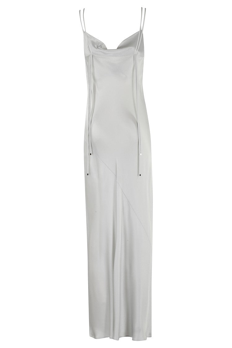 Antonelli Satin Evening Dress With Deep Neckline