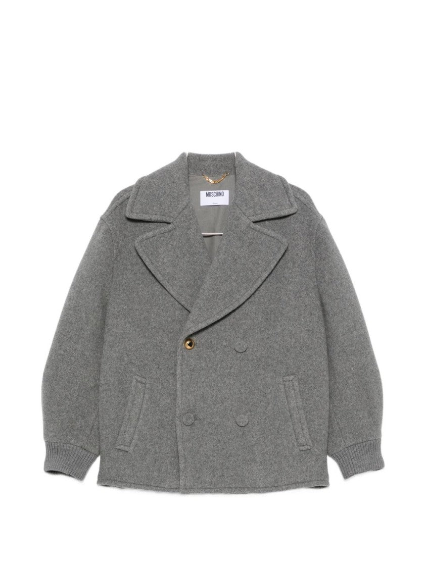 Moschino Heart-Motif Button Double-Breasted Jacket - Grey