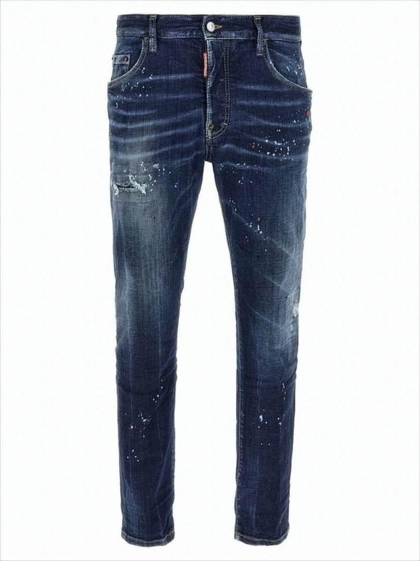 Dsquared2 Distressed Dark Blue Slim Fit Jeans