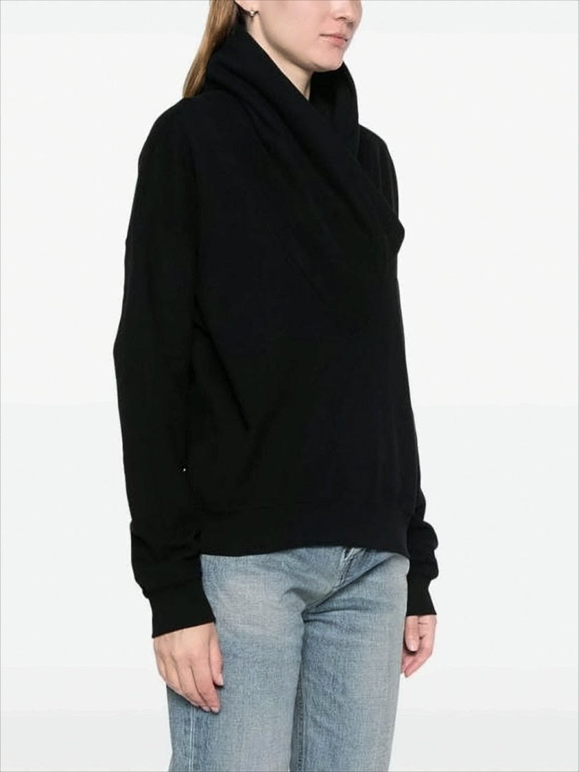 Saint Laurent Draped Cowl Neck Long-Sleeve Top