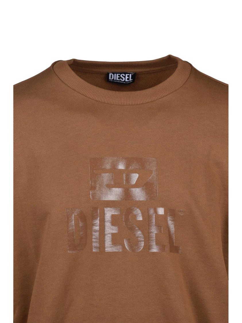 Diesel Brown Cotton Crewneck Sweatshirt