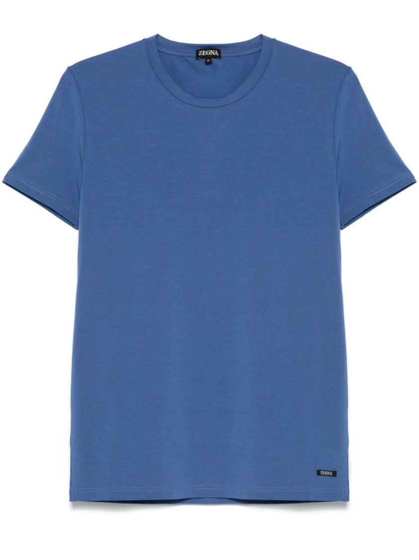 Ermenegildo Zegna Soft Blue Relaxed Fit Round Neck T-Shirt