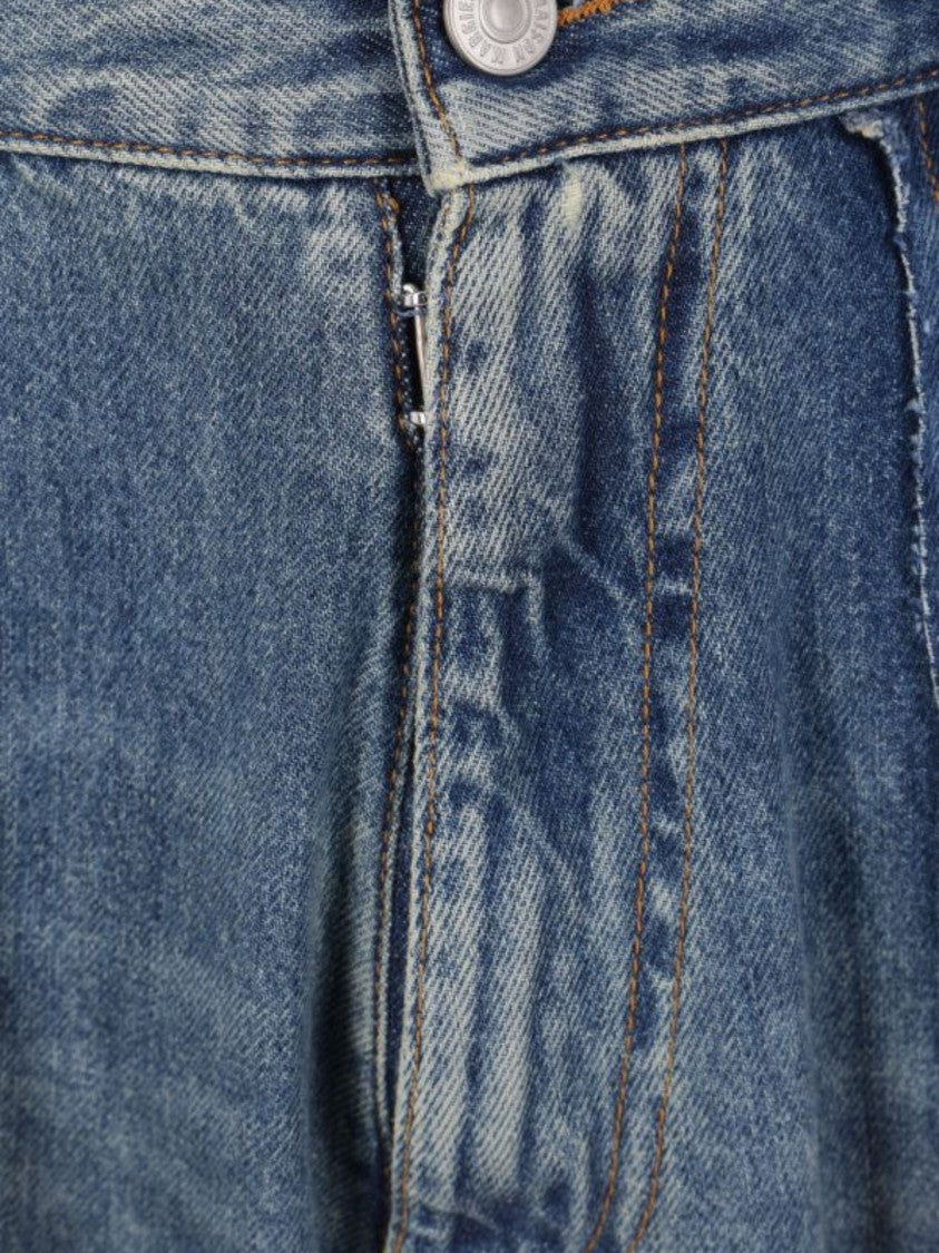 Mm6 By Maison Margiela Blue Logo Patch Denim Wide-Leg Jeans