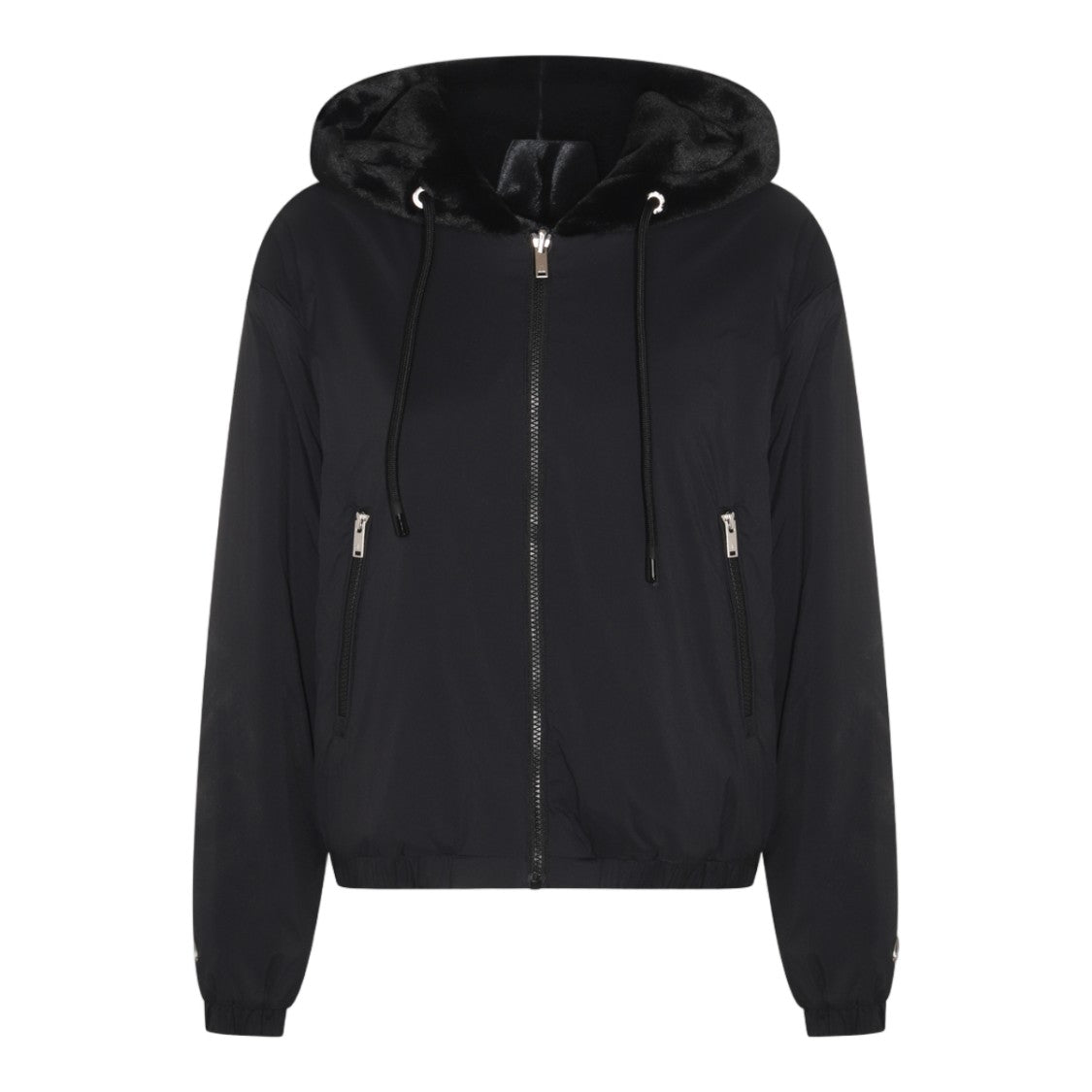 Moose Knuckles Black Minimalist Jacket With Plush-Lined Hood