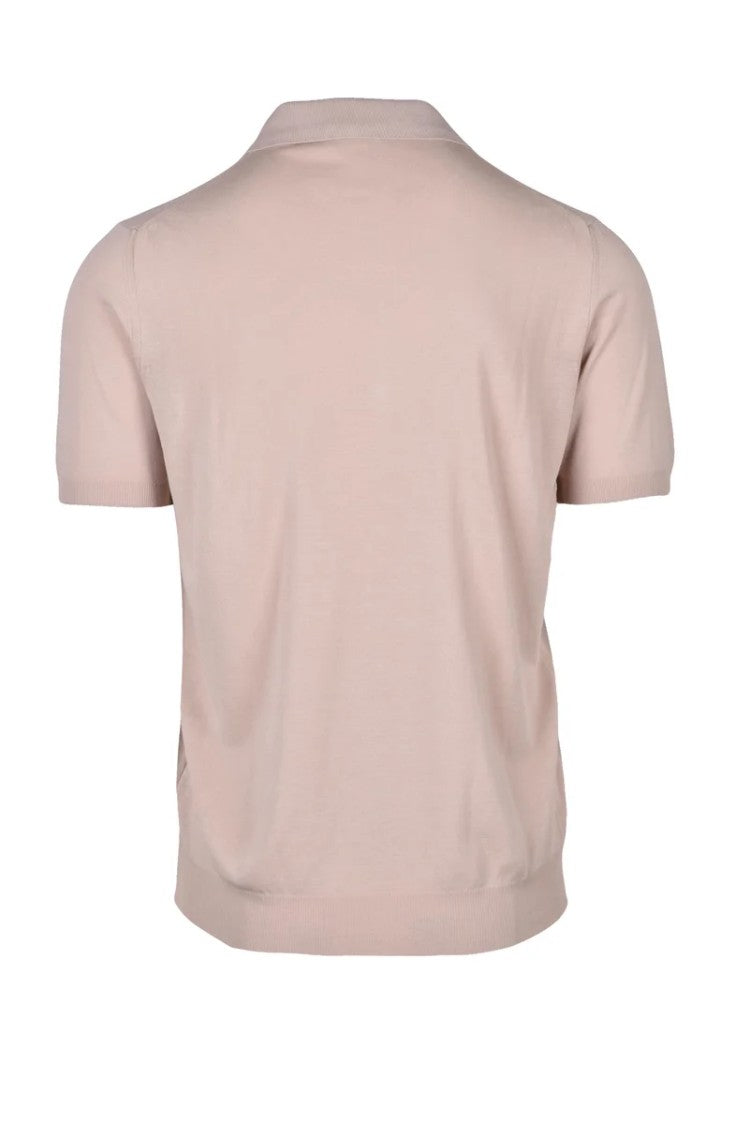 Fama Beige Cotton Polo Sweater