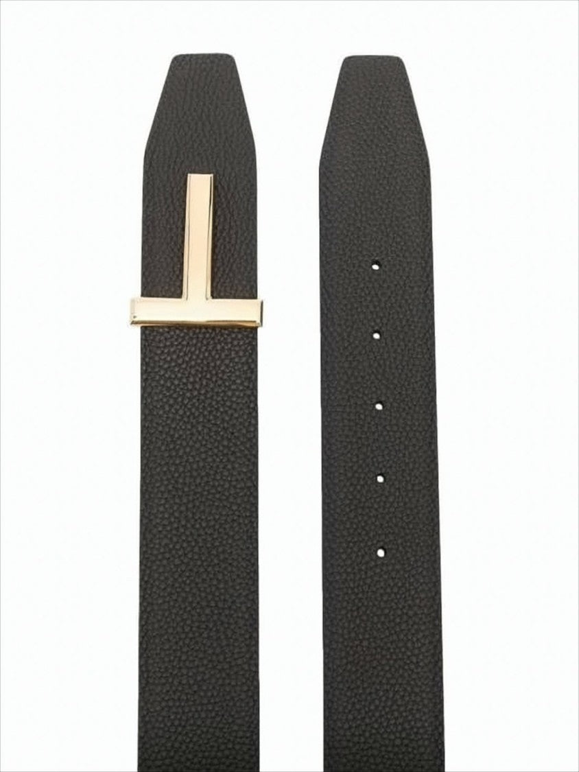 Tom Ford Textured Calf Leather Belt With T-Shaped Buckle