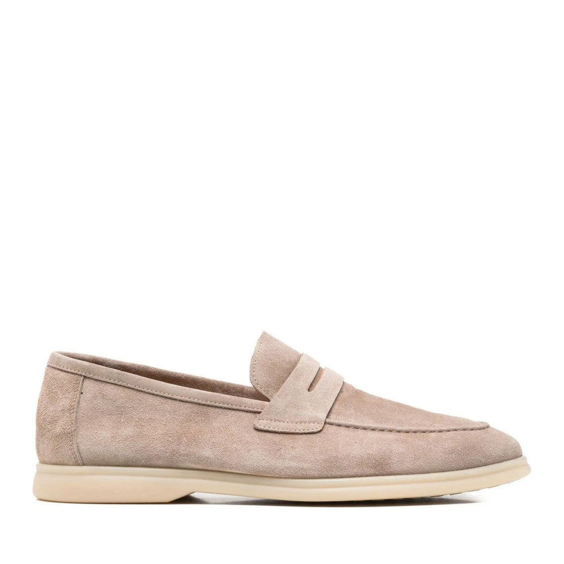 Alberto Gozzi Beige Penny Strap Suede Loafers