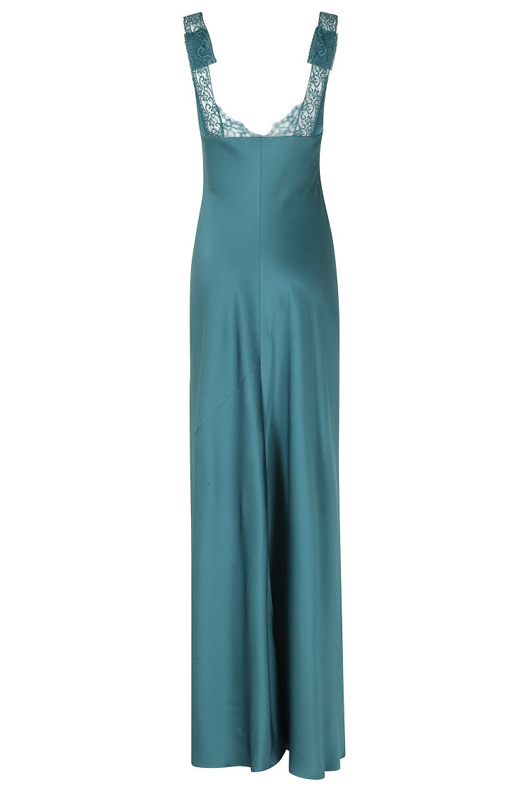 Forte Forte Jade Envers Satin Lace Trim Acetate-Blend Maxi Dress
