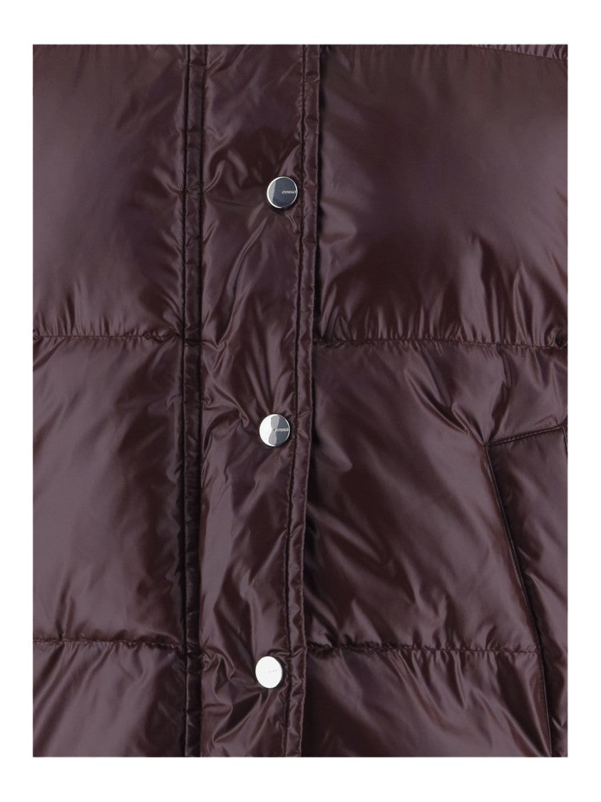 Pinko Bordeaux Technical Fabric Hooded Down Jacket
