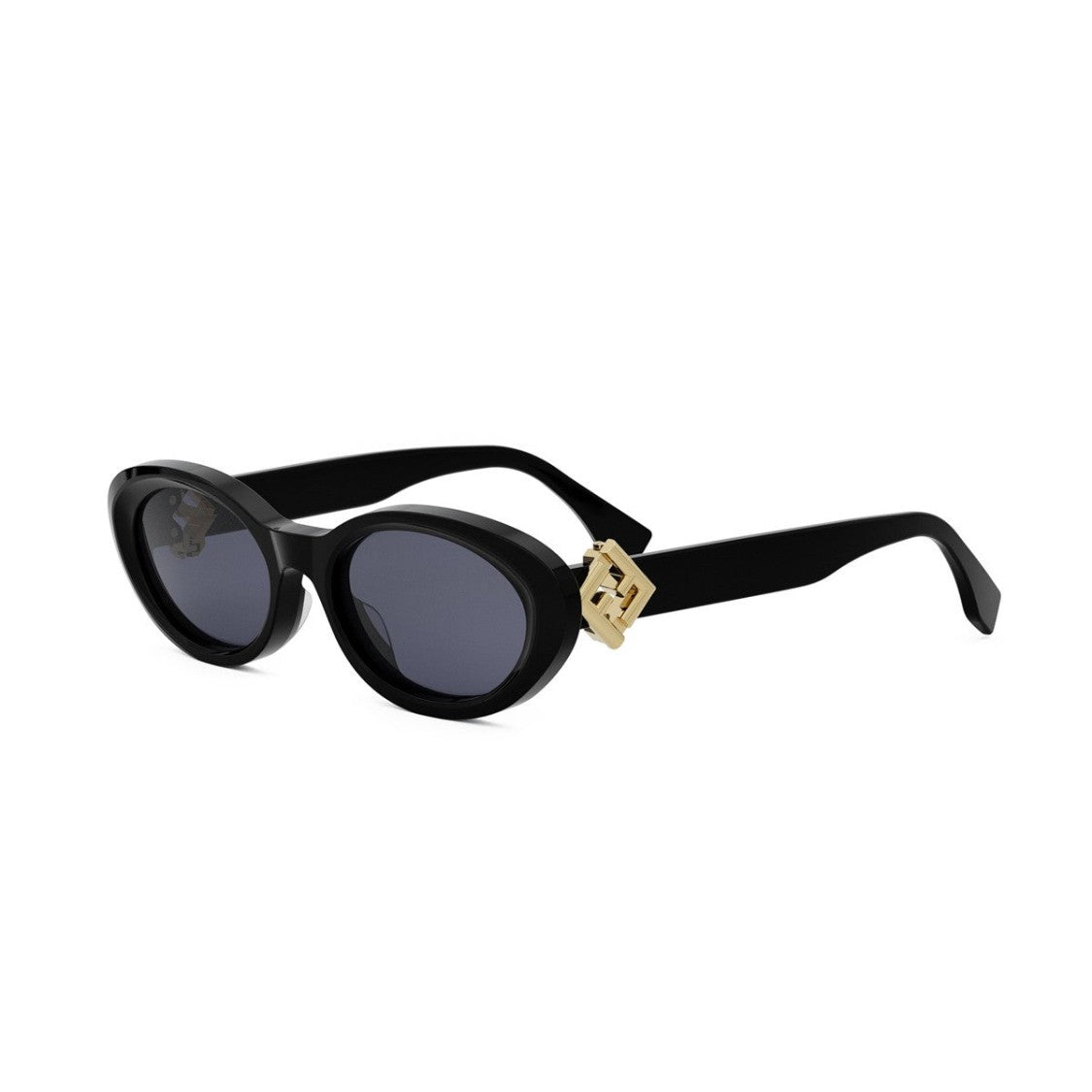 Fendi Black Ff Diamonds Acetate Oval Sunglasses